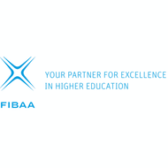Blue abstract star-shaped logo with the text 'FIBAA' below and 'Your partner for excellence in higher education' in caps to the right